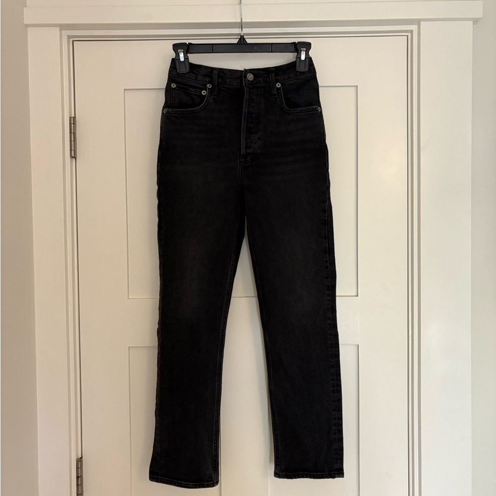Agolde Riley High Rise Straight Leg Black size 25 - Picture 3 of 9